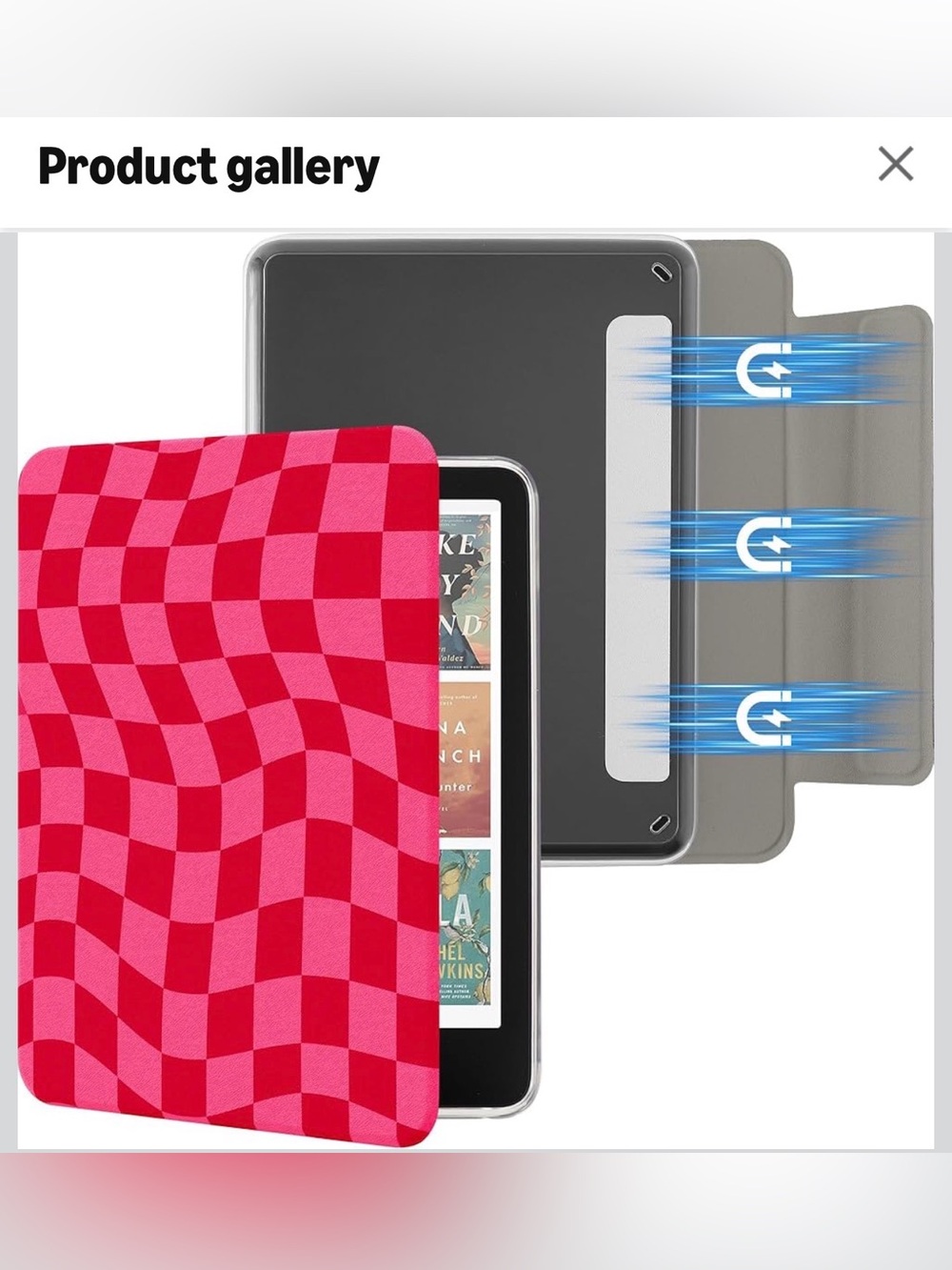 EREADER-KINDLE Case - Pink & Red Check Pattern - Picture 5 of 6